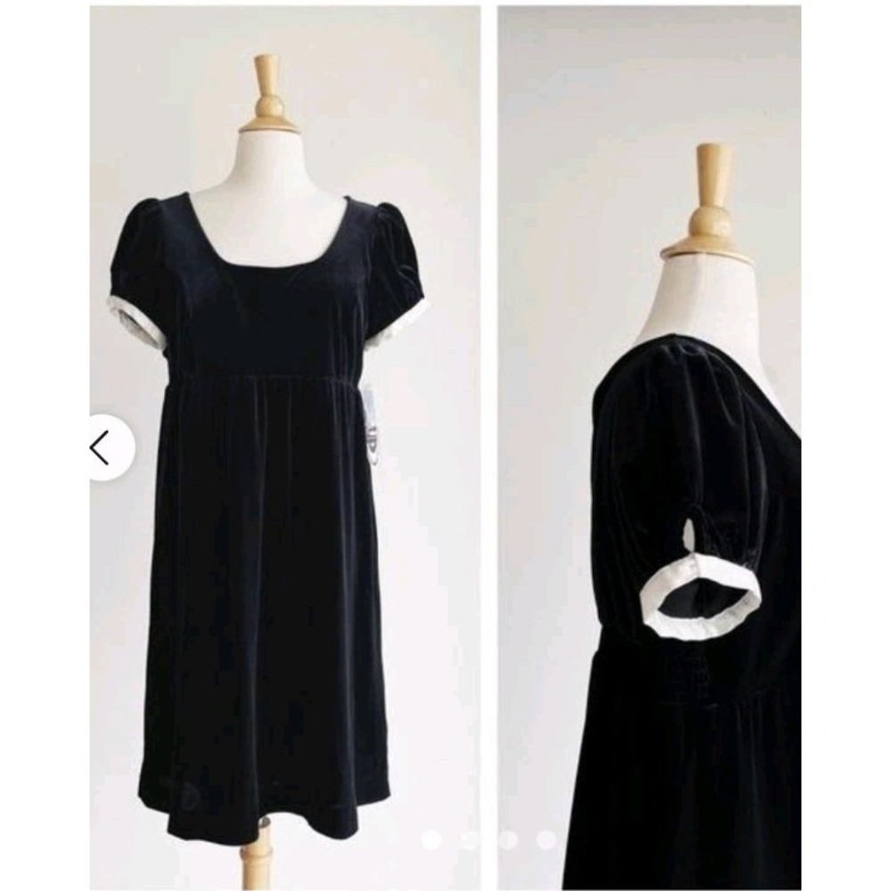 108. Behnaz Sarafpour for Target Women's Black Velvet Baby Doll Dress Sz 5/small - Picture 1 of 5